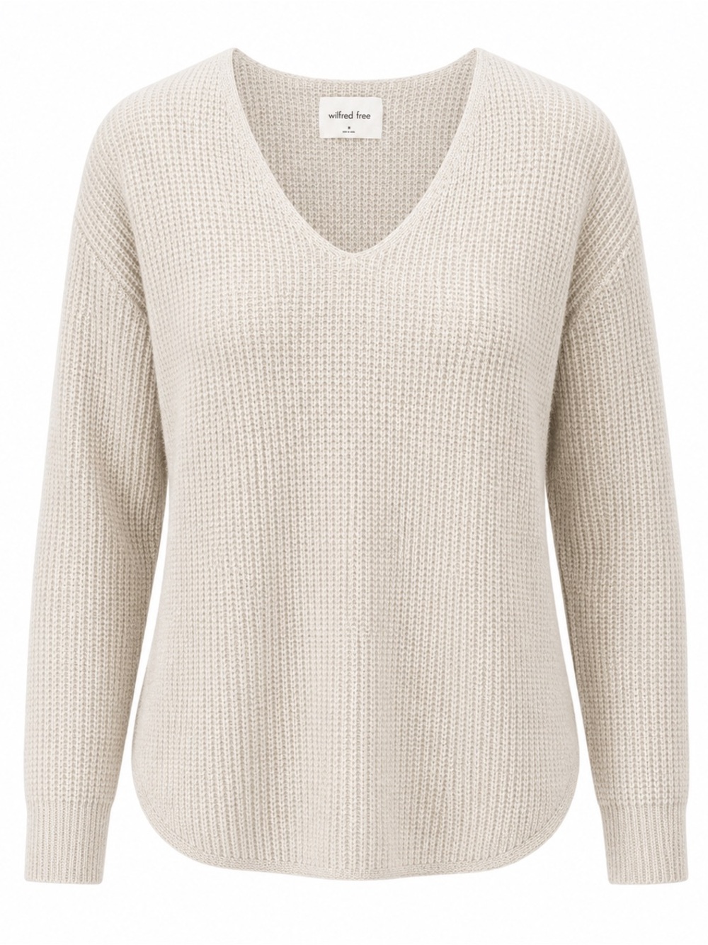 Wilfred Free 100% Merino Wool Waffle Knit Sweater Oatmeal Cream Medium